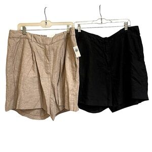 2 Pair Old Navy Linen Blend Shorts Black and Beige Size XL